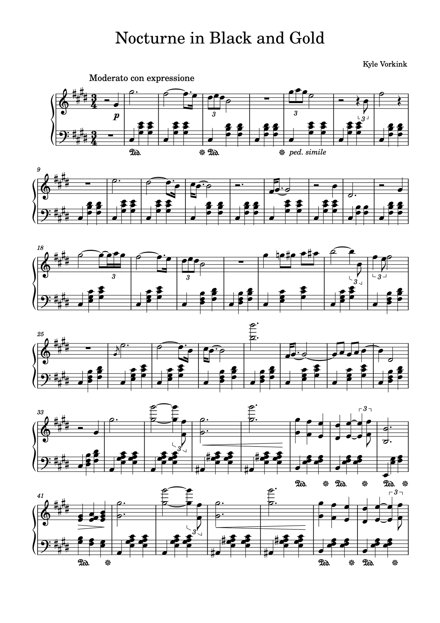 Nocturne in Black and Gold - Sheet Music [Digital Download PDF] - Kyle Vorkink