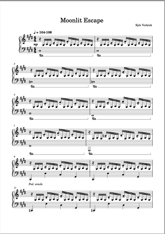 Moonlit Escape - Sheet Music [Digital Download PDF] - Kyle Vorkink